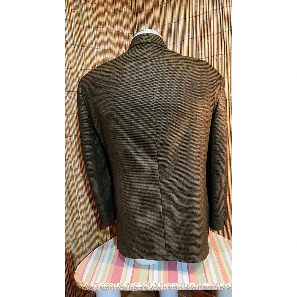 100% Cashmere Loro Piana Blazer Brown Gold-Thread SFI Sport Coat 3 Button men 44